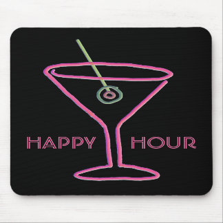 Alfombrilla De Ratón Hora feliz de neón retra Mousepad de Martini