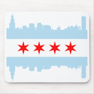 Alfombrilla De Ratón Horizonte de la bandera de Chicago