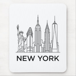 Alfombrilla De Ratón Horizonte de Nueva York Arte de Línea Minimalista