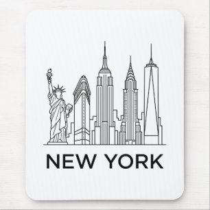Alfombrilla De Ratón Horizonte de Nueva York Arte de Línea Minimalista