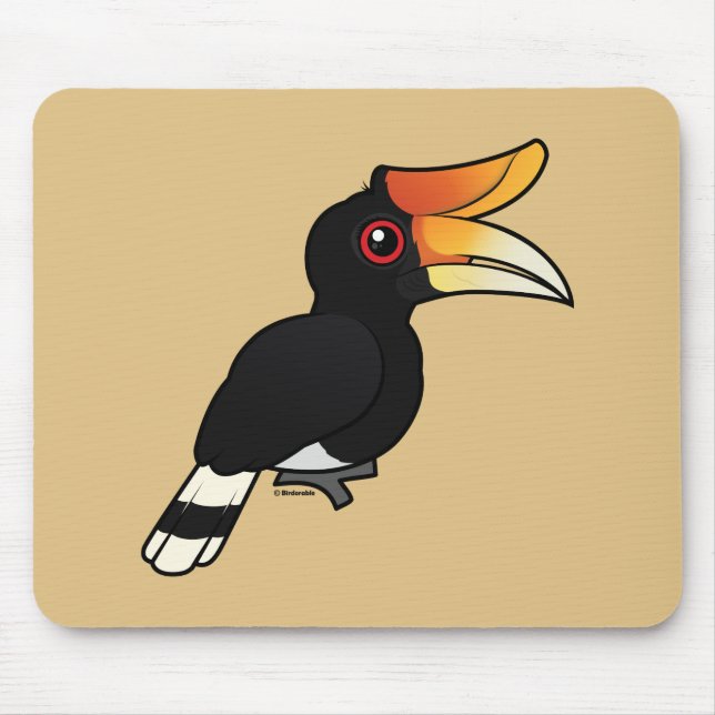Alfombrilla De Ratón Hornbill del rinoceronte de Birdorable (Frente)