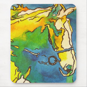 Alfombrilla De Ratón "Horse and Bridle Colorous Black Conesquema Art" #