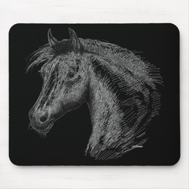Alfombrilla De Ratón Horse:  Black (Frente)