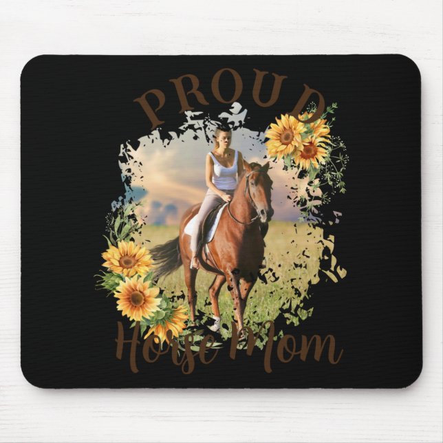 Alfombrilla De Ratón Horse Pet Photo Text Sunflower Accent T Shirt  (Frente)