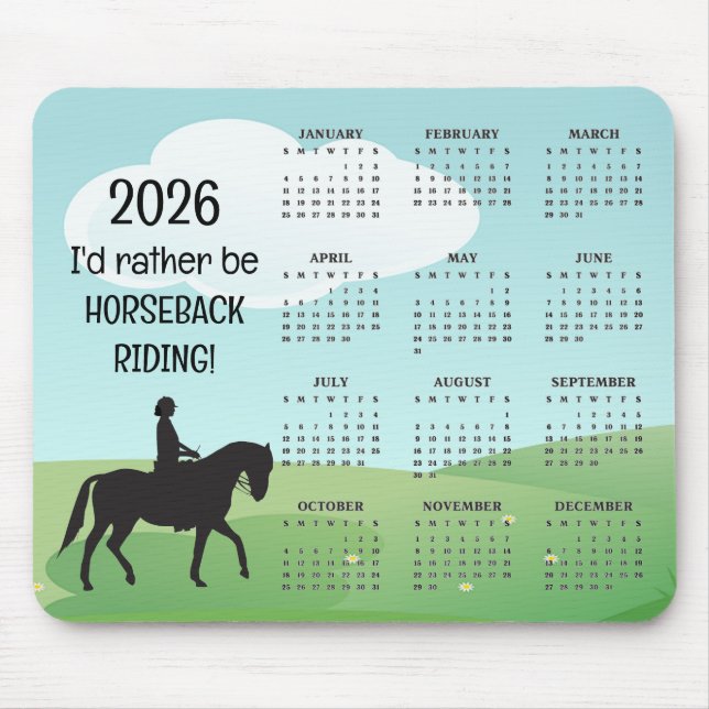 Alfombrilla De Ratón Horseback Riding 2025 Calendar (Frente)