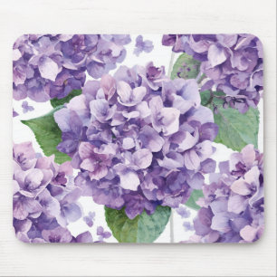 Alfombrilla De Ratón Hortensia Morada Floral Acuarela Flor Lavanda en F