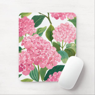 Alfombrilla De Ratón Hortensia Rosa Acuarela Floral Costera