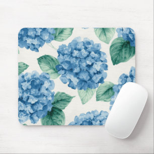 Alfombrilla De Ratón Hortensias Azules Floral Acuarela Botánica Flores