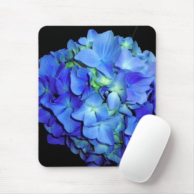 Alfombrilla De Ratón Hortensias azules, rosas azules, flores azules ele (Con ratón)