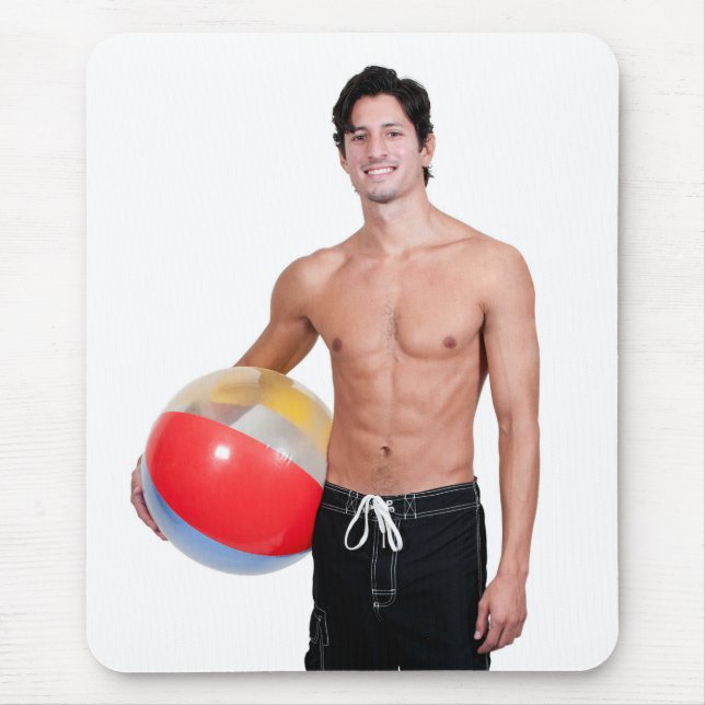 Alfombrilla De Ratón Hot Guy Sexy Shirless Shorts Beach Ball Muslo (Frente)