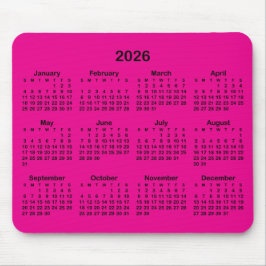 Alfombrilla De Ratón Hot Pink and Black 2026 Calendar