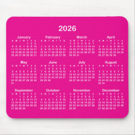 Alfombrilla De Ratón Hot Pink and White 2026 Calendar