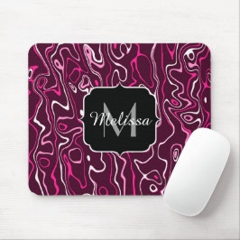 Alfombrilla De Ratón Hot pink damascus abstract swirls Custom Monogram