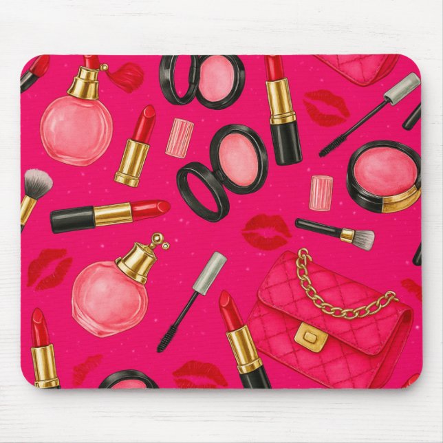 Alfombrilla De Ratón Hot Pink Glam Makeup Mouse Pad (Frente)
