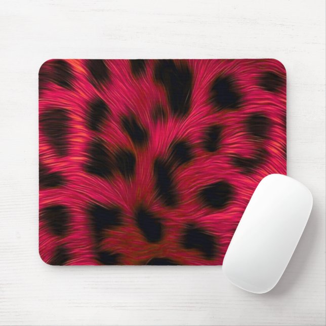 Alfombrilla De Ratón Hot Pink Leopard Print Faux  (Con ratón)