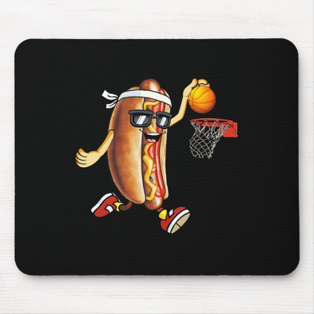 Alfombrilla De Ratón Hotdog De Dunking En Rollo De Pan Jugando Balonces (Frente)