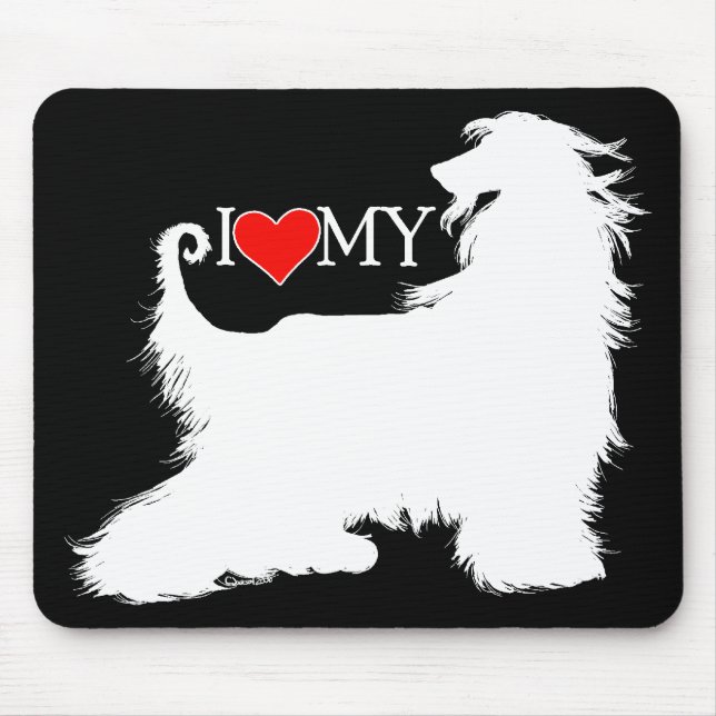 Alfombrilla De Ratón Hound afgano I Love (corazón) my (Frente)