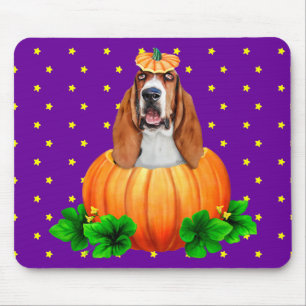 Alfombrilla De Ratón Hound Basset Halloween Jack-O-Lantern