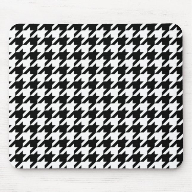Alfombrilla De Ratón Houndstooth blanco y negro (Frente)
