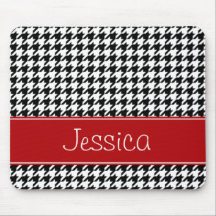 Alfombrilla De Ratón Houndstooth rojo y negro de muy buen gusto