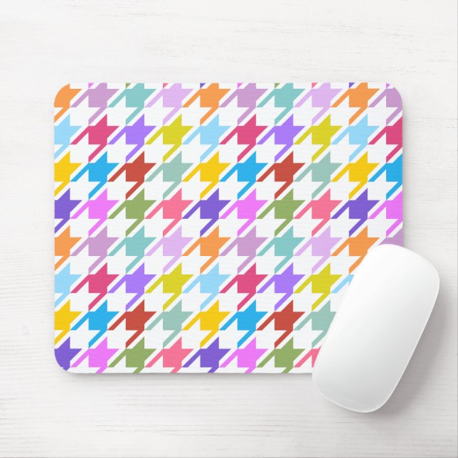 Alfombrilla De Ratón Houndtooth Multicolor+White Big Pattern (Con ratón)