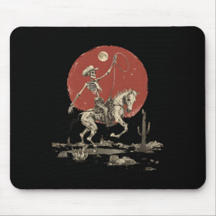 Alfombrilla De Ratón Howdy Western Cowboy Skeleton Riding Horse Vintage