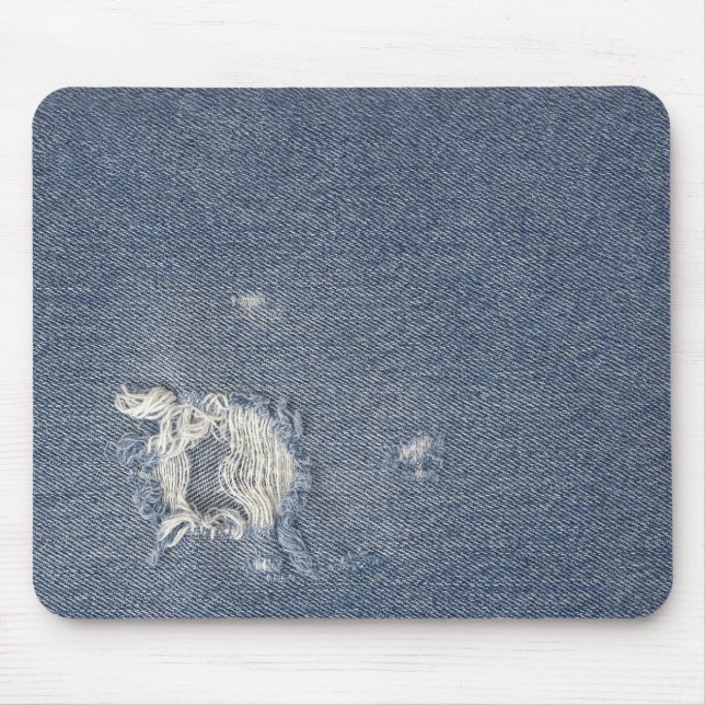 Alfombrilla De Ratón hoyo de denim desgastado (Frente)