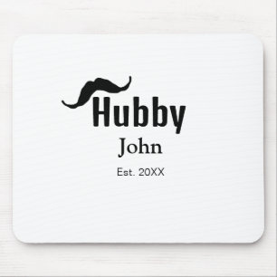 Alfombrilla De Ratón Hubby marido agregar nombre fecha año bigote simpl
