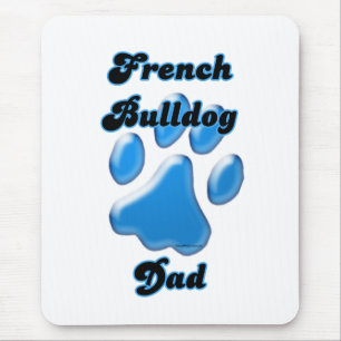 Alfombrilla De Ratón Huella azul del Bulldog francés Dad