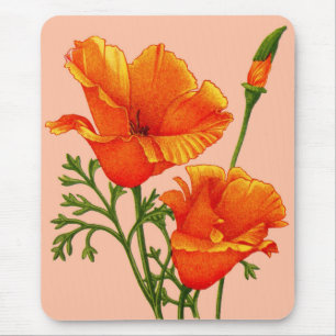 Alfombrilla De Ratón Huella de amapola de naranja California
