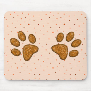 Alfombrilla De Ratón huella de garra de gatito brillante - naranja