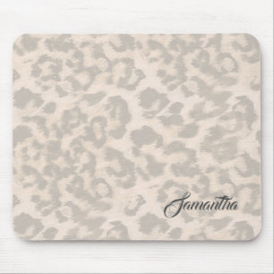 Alfombrilla De Ratón Huella de leopardo beige.