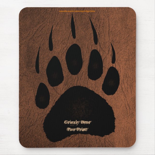 Alfombrilla De Ratón Huella de oso parduzco en Mousepad de cuero falso (Frente)