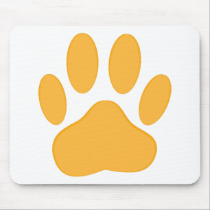 Alfombrilla De Ratón Huella de papel de perro naranja