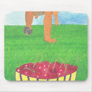 Alfombrilla De Ratón Huellas de perro y cereza