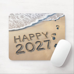 Alfombrilla De Ratón Huellas de playa año nuevo 2027