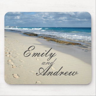 Alfombrilla De Ratón Huellas en el mousepad de la playa