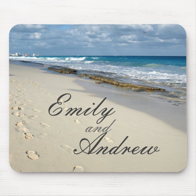 Alfombrilla De Ratón Huellas en el mousepad de la playa (Frente)