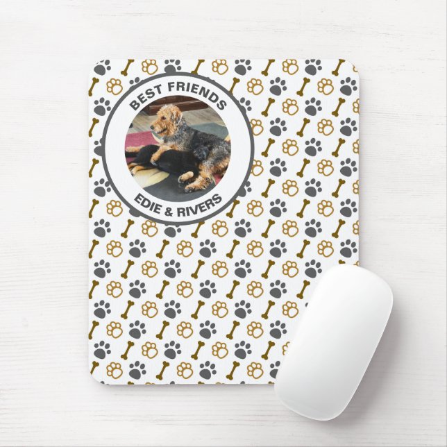 Alfombrilla De Ratón Hueso de perro y pies cúrcules Mousepad (Con ratón)