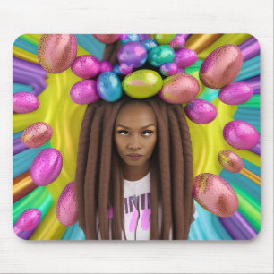 Alfombrilla De Ratón Huevo de Pascua Melanin Mujer Chica Negro Arcoiris