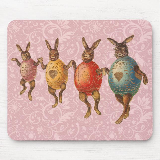 Alfombrilla De Ratón Huevos de baile del conejo de Pascua (Frente)