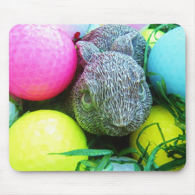 Alfombrilla De Ratón Huevos de Pascua, Conejo, Bolas de Golf (Frente)