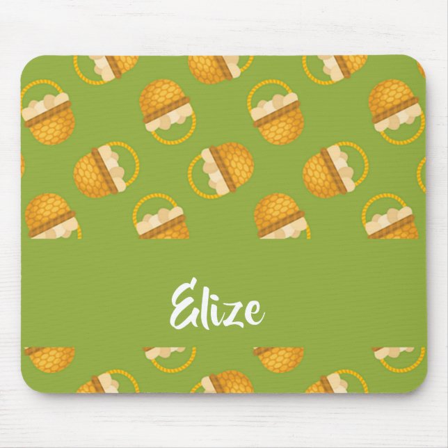 Alfombrilla De Ratón Huevos en cesta marrón en verde (Frente)