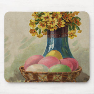 Alfombrilla De Ratón Huevos Flores Canasta Pascua Antiguo