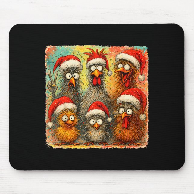 Alfombrilla De Ratón Hugvyn Christmas Santa Chicken Crazy Eagerlys Roos (Frente)