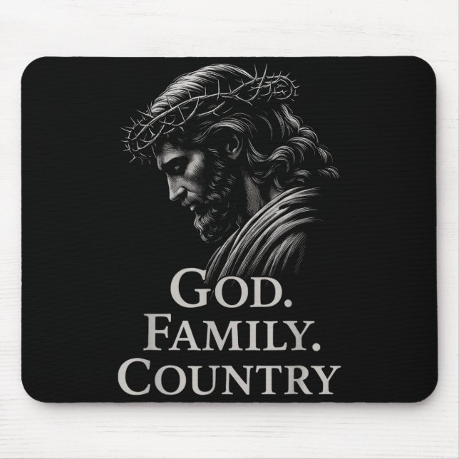 Alfombrilla De Ratón Hugvyn God Family Country Jesus Christian Faith Mi (Frente)