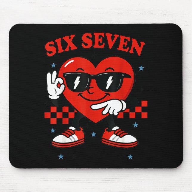 Alfombrilla De Ratón Hugvyn Six Seven Heart 6 7 Meme Boy Girl Funny Val (Frente)