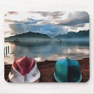 Alfombrilla De Ratón Hulls of Boats And Marmaris Winter Seascape