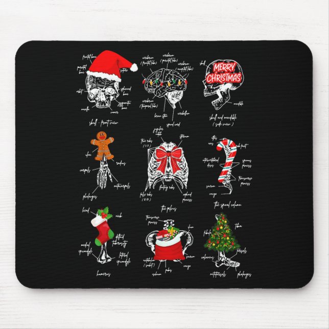 Alfombrilla De Ratón Human Skeleton Anatomy Christmas Medical Student X (Frente)