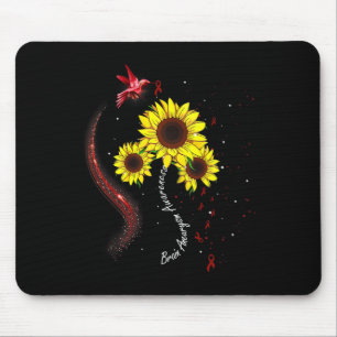 Alfombrilla De Ratón Hummingbird Burgundy Sunflower Aneurysm Awar